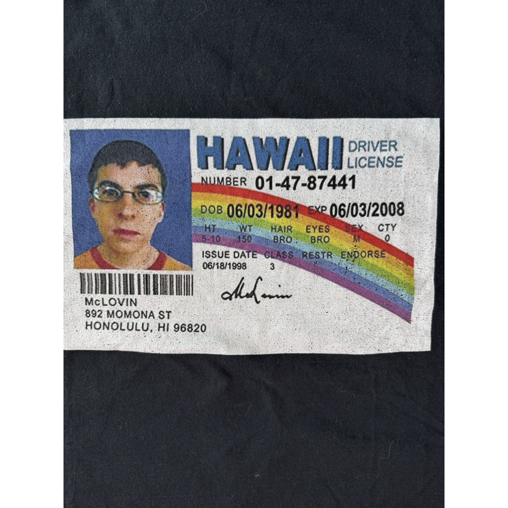 McLovin‎ Drivers License T-shirt Size Large Superbad Black - Picture 7 of 12